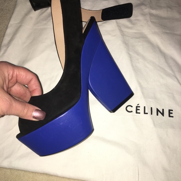 Celine shoes new Celine Black Suede Platform Ankle Strap Sandals Size - Picture 4 of 8